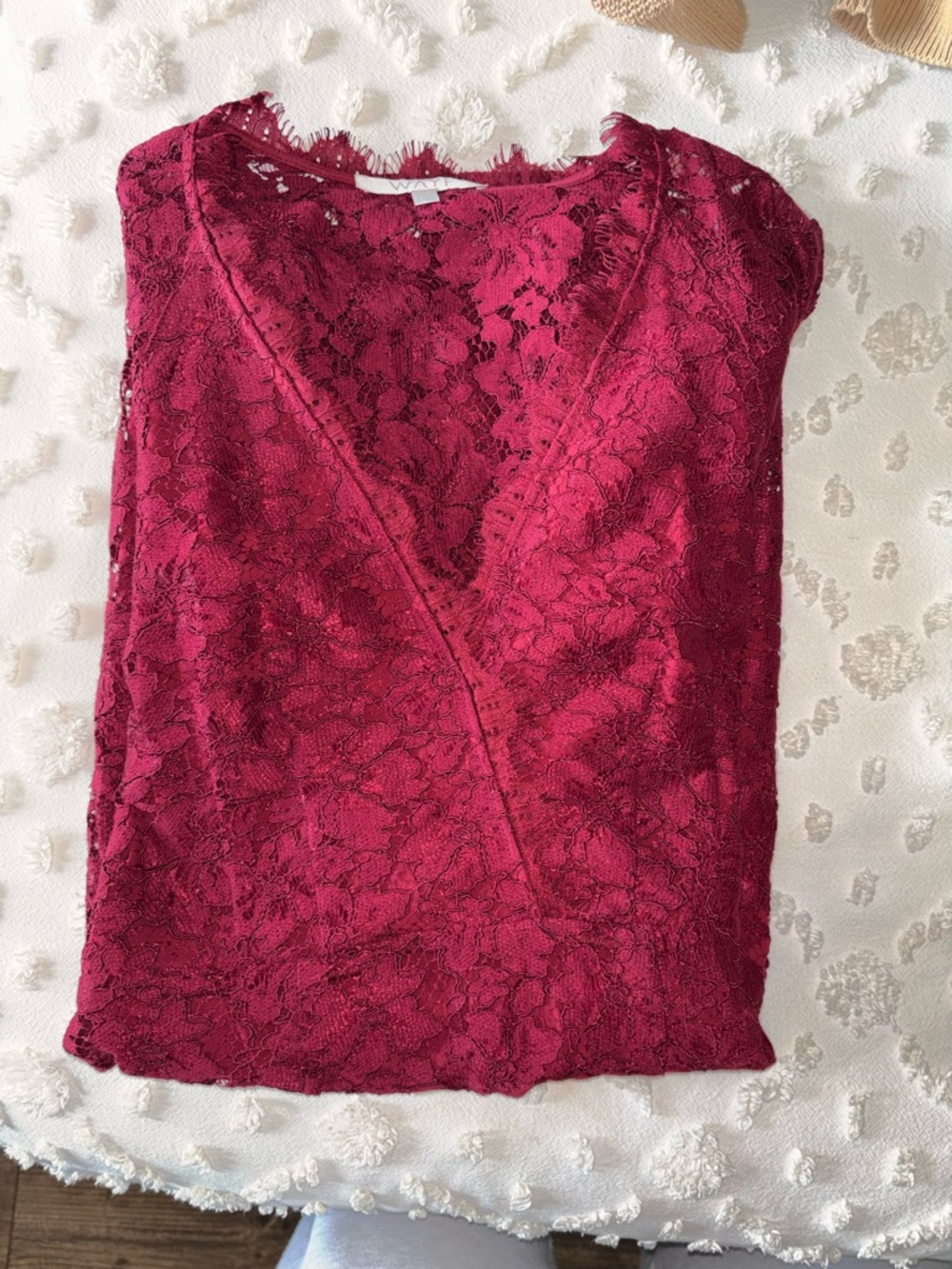 Wine Red Lace V-Neck Top